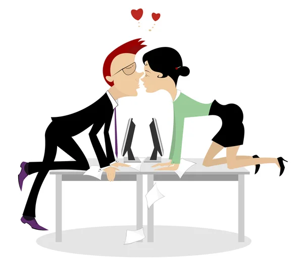 Patron et sa réceptionniste tombent amoureux — Image vectorielle