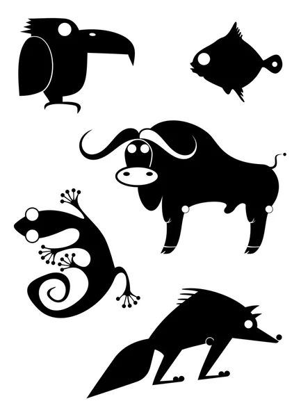 Arte colección de siluetas de animales para el diseño — Vector de stock