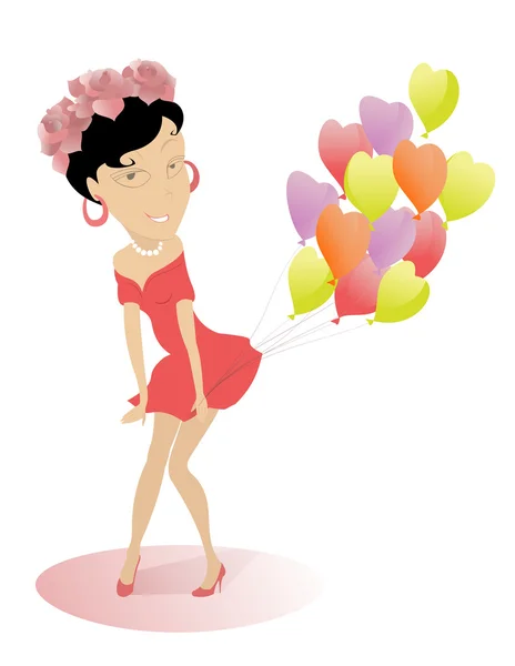 Дівчинка з повітряними кульками — стоковий вектор