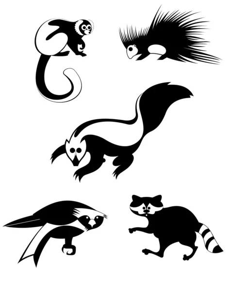 Silhouettes d'animaux d'art — Image vectorielle