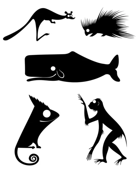 Vector arte original siluetas de animales — Vector de stock