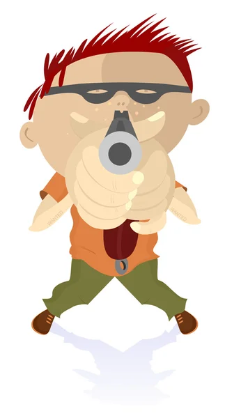 Angry kid with a gun — Stock Vector