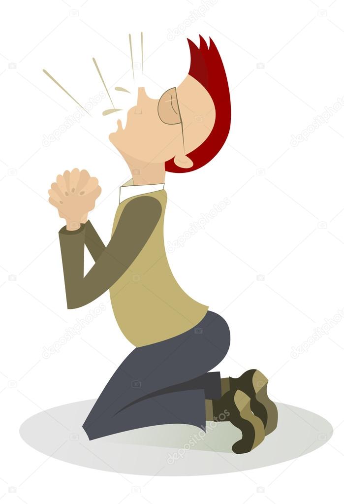 Os homens estão orando e ajoelhados Ilustração de stock por ©sotosy