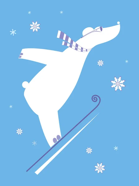 Cartoon Urso Uma Ilustração Jumper Esqui Urso Polar Jumper Esqui — Vetor de Stock
