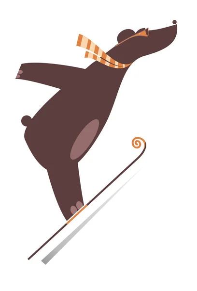 Karikaturen Zeigen Einen Skispringer Bär Mit Sonnenbrille Ein Skispringer Auf Stockillustration