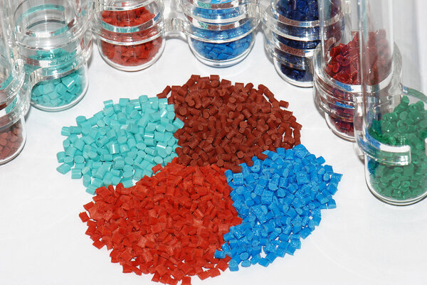 Dyed polymer resin in laboratory