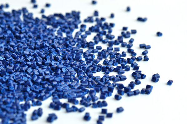 Blue thermoplastic polymer resin