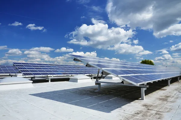 Solar panels on roof — Stock Photo, Image