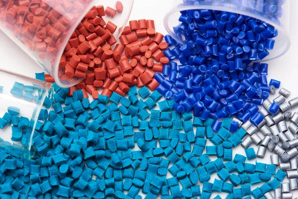 Variation Pigmented Plastic Granulates Resin Lab — Stock Photo, Image