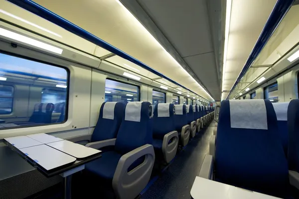 Inside of an empty passenger train car — Stock Photo, Image