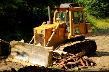 ormandaki sarı buldozer
