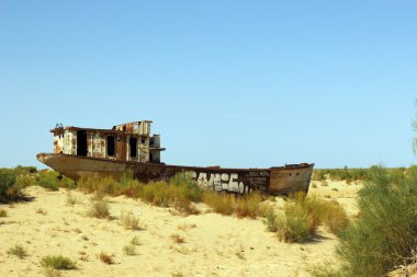yıkım gemiler - Aral Gölü, Özbekistan