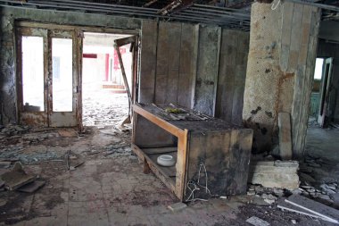 Çernobil bölgesi. kayıp şehir pripyat. Modern Harabeleri.