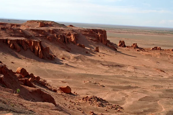 Bayan Zagh, The Flaming Cliffs of Mongolia s Gobi Desert — Stock Photo, Image