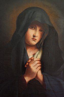 The Madonna in Sorrow , old oil paint clipart