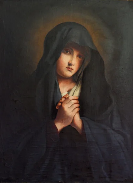 The Madonna in Sorrow , old oil paint — Stock Photo, Image