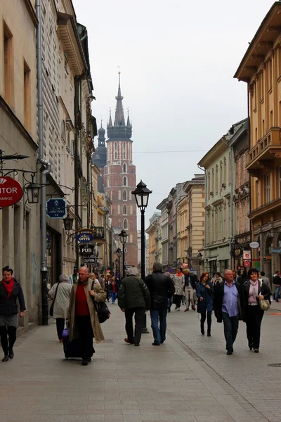 Florianska street, krakau, poland — Stockfoto