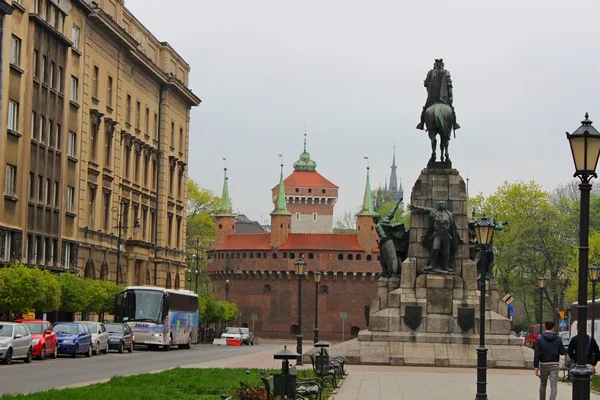 Barbakan in Cracow Matejko Square , Poland — Stock Photo, Image
