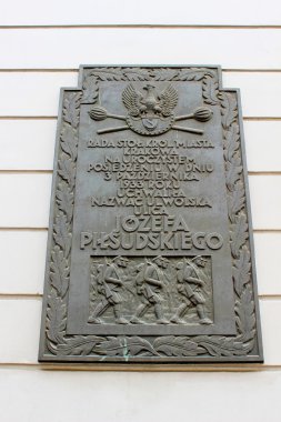 Jozef pilsudski anıt plaket Krakov, Polonya