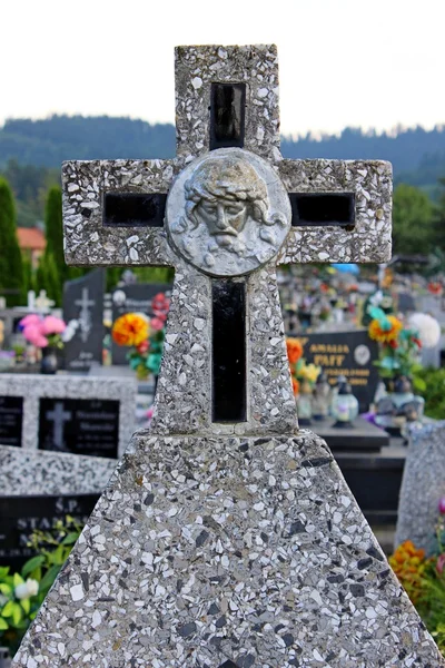 Jesusgesicht, Skulptur auf dem Friedhof — Stockfoto