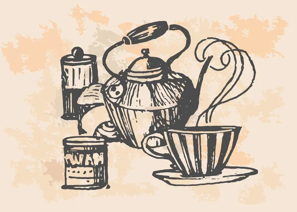 Koffie collectie - hand getrokken illustratie — Stockvector