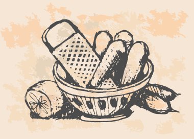 meyve ve sebze, retro tarzı