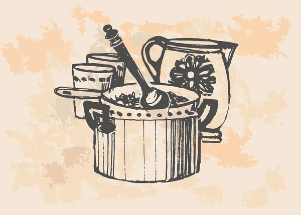 Pots de cuisson rétro — Image vectorielle