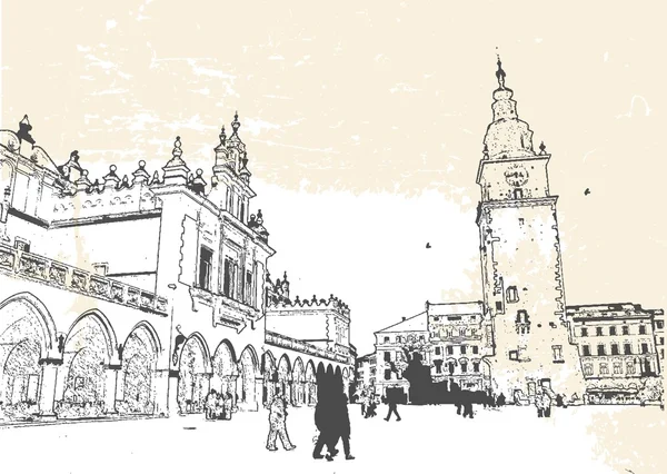 Plaza principal de Cracovia — Archivo Imágenes Vectoriales