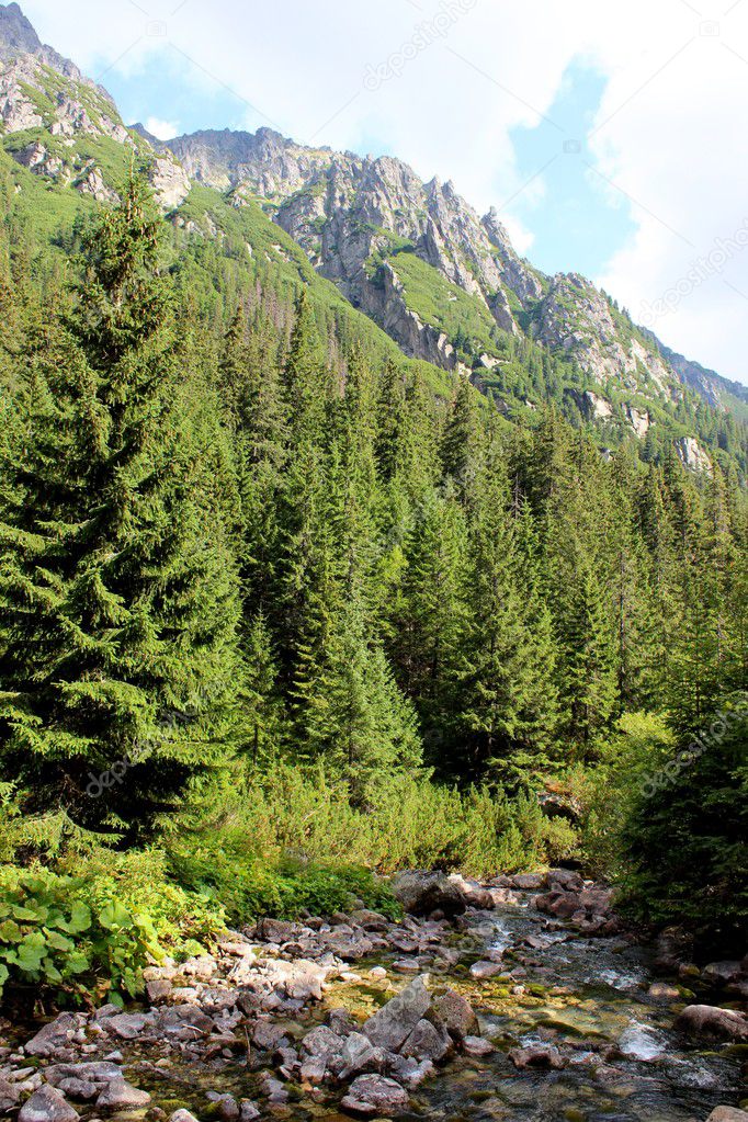 Mountains Tatry at Poland - valley of five ponds