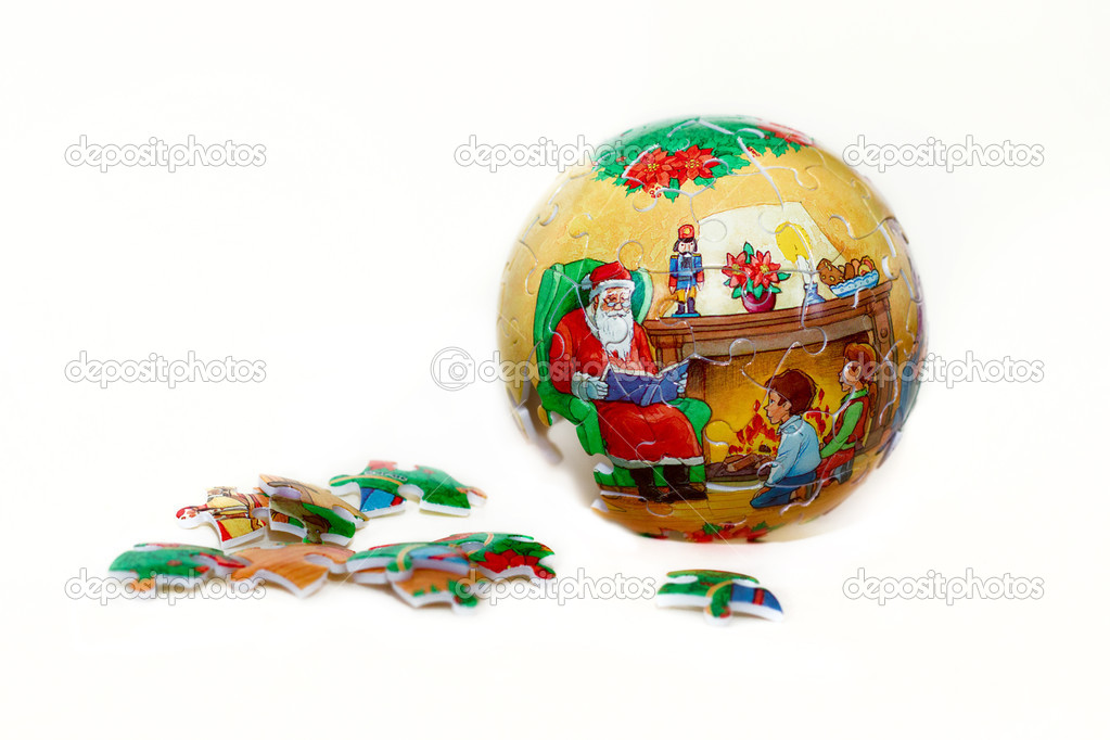 Christmas ball puzzle from parts isolated