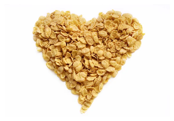 Tasty heart from cornflakes — Stock Photo, Image
