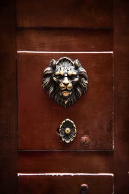 bir aslan başı eski kapı şeklinde antika kapı tokmağı r
