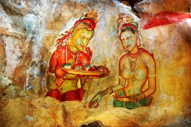 ancient fresco on mount Sigiriya, Sri Lanka clipart