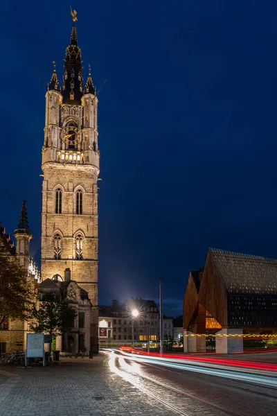 Frühen Morgen Des Glockenturms Von Gent Und Des Schafstalls — Stockfoto