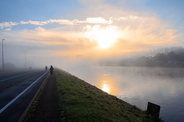 Beaucoup Brouillard Sur Piste Sports Nautiques Gand Sorte Que Les — Photo