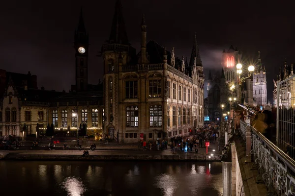 Gent Brennt Beim Lichterfest Die Sint Niklaaskerk — Stockfoto