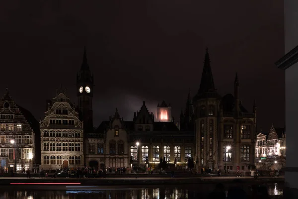 Gent Staat Het Lichtfestival Sint Niklaaskerk Brand — Stockfoto