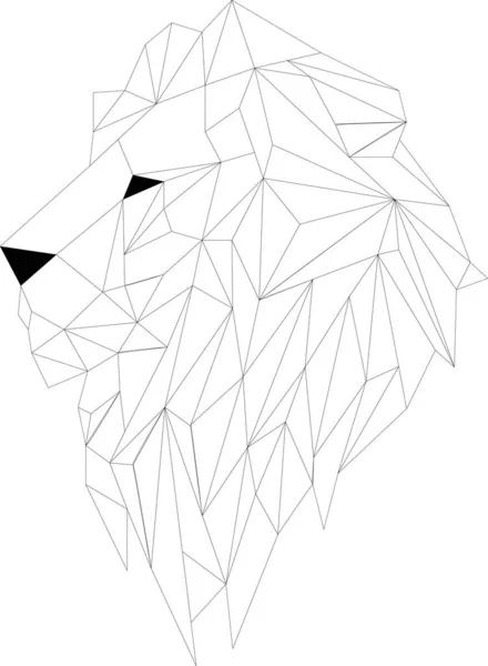 Low Polygonal Lion Head Ethnic Style Modern Print Tattoo Design — Vetor de Stock