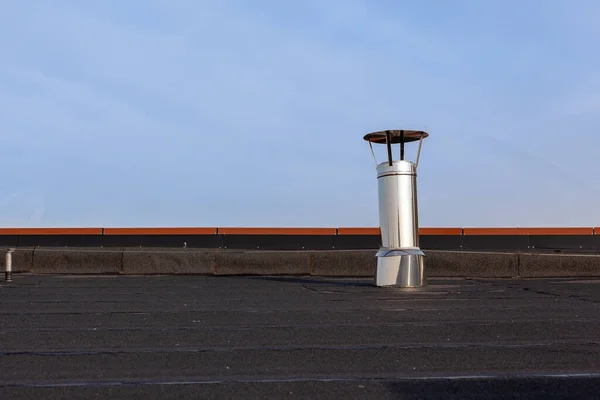 Inox Chimney Flat Roof City — Stock Photo, Image