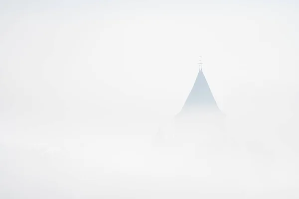 Early Morning Whit Lot Fog You See Roof Church — ストック写真