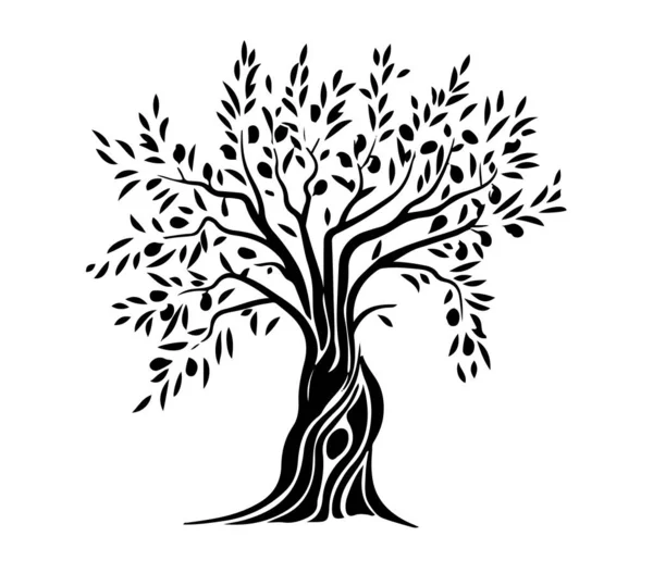 Silueta Árbol Negro Aislada Sobre Fondo Blanco — Vector de stock