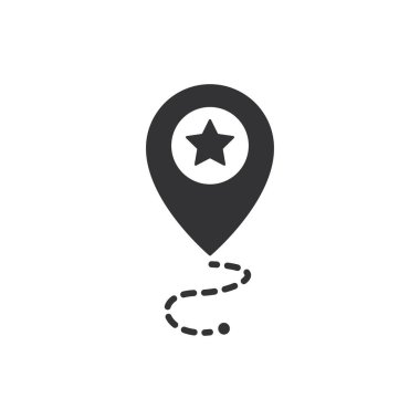 Yıldız ve rota sembolü çizimi olan bir pin simgesi eşleştir.