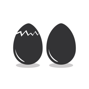 Beyaz arkaplanda çatlak yumurta şekli vektör çizimi olan yumurta simgesi.