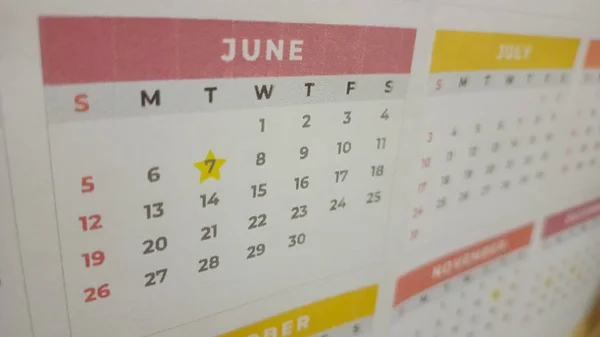 Yellow marked on a calendar concept for an important day or reminder.