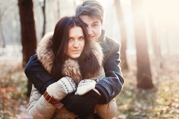 Sensual outdoor portrait of young couple in love — Stok fotoğraf