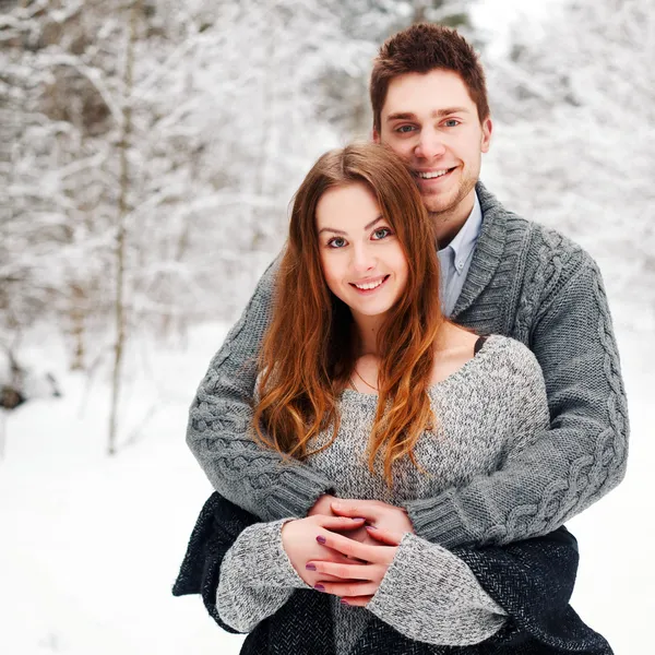 Winter portrait of happy couple. — Stock Photo, Image