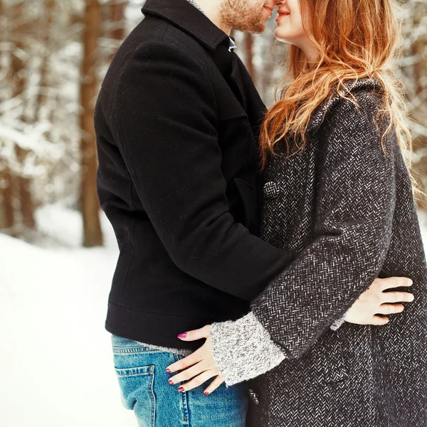 Winter portrait of couple in love — Stock Photo, Image