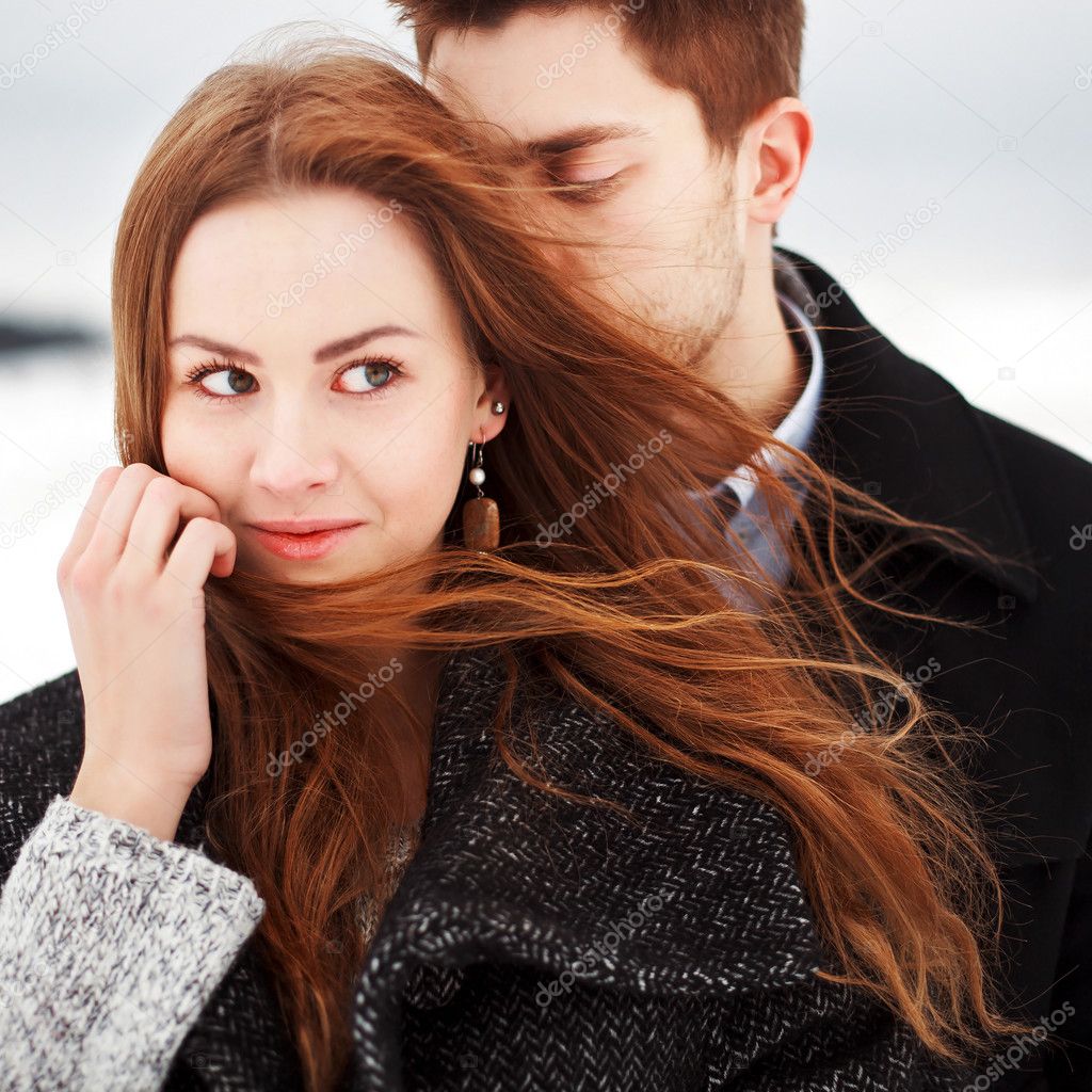 Young couple in cold weather