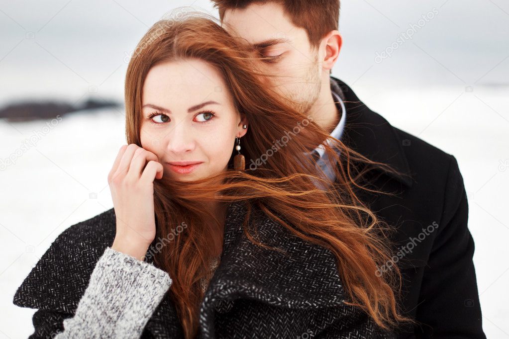 Young couple in cold weather