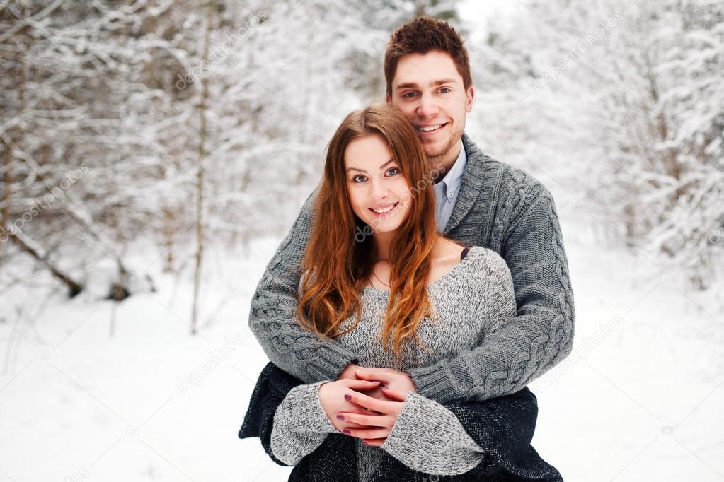 Young couple in cold weather